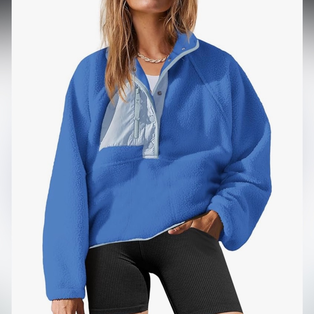 Women's Blue Fleece Pullover Jacket